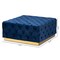 Baxton Studio Verene Blue Velvet Upholstered Gold Finished Square Cocktail Ottoman 163-10570 - alternate 3